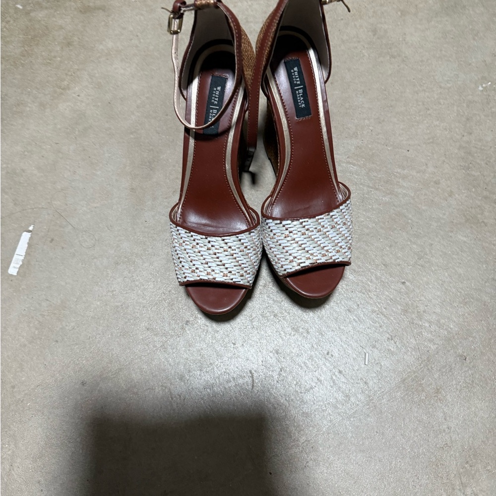 Nine West Brown and Cream Heeled Sandals